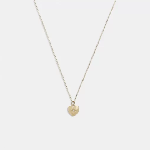 Coach 14 K Gold Heart Pendant Necklace Jewelry Women Gold