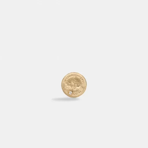 Coach 14K Gold Coin Single Stud Earring Jewelry Women Gold