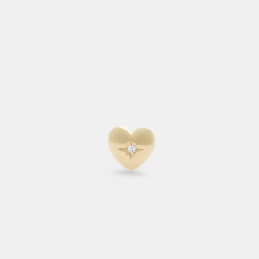 Coach 14K Gold Heart Single Stud Earring Jewelry Women Gold