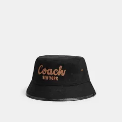 Coach 1941 Embroidered Denim Bucket Hat Hats Women Black