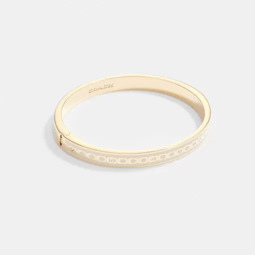 Coach 6 Mm Signature Enamel Bangle Jewelry Women Gold