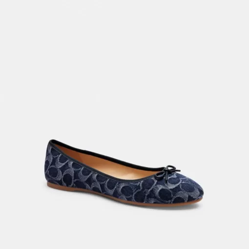 Coach Abigail Flat In Signature Denim Flat Shoes Women Blue