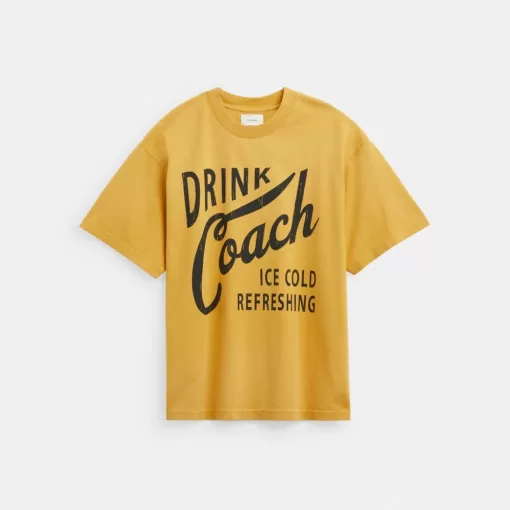 Coach Americana T Shirt Tops Men Yellow