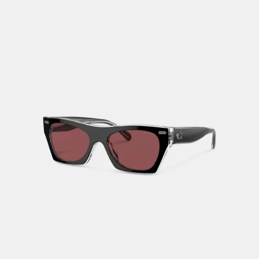 Coach Beveled Signature Square Sunglasses Eyewear Women Black