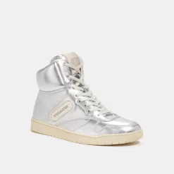 Coach C202 High Top Sneaker Sneakers Women Silver