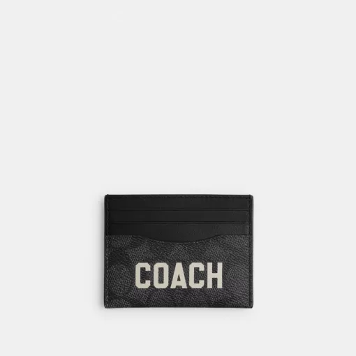 Coach Card Case In Signature Canvas With Graphic Card Case Men Gray Multicolor