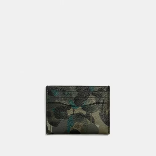 Coach Card Case With Camo Print Card Case Men Green Blue