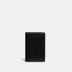 Coach Card Wallet In Signature Leather Card Case Men Black