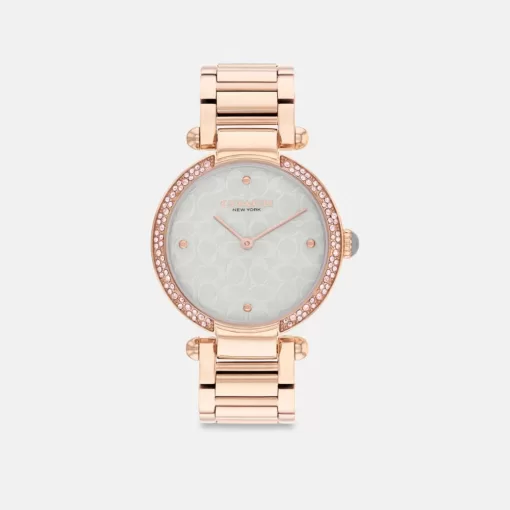 Coach Cary Watch, 34 Mm Watches Women Pink Gold Light Blue