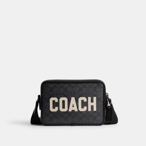 Coach Charter Crossbody Bag 24 In Signature Canvas With Graphic Shoulder Bag Men Gray Multicolored