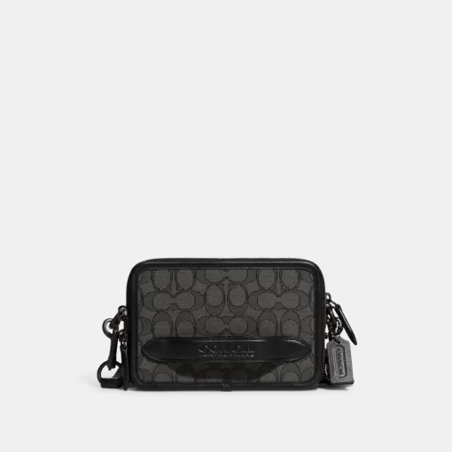 Coach Charter Crossbody In Signature Jacquard Shoulder Bag Men Gray Black