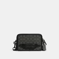 Coach Charter Crossbody In Signature Jacquard Shoulder Bag Women Gray Black