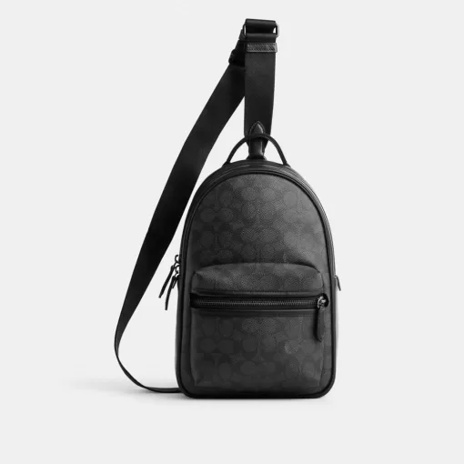 Coach Charter Pack In Signature Canvas Shoulder Bag Men Gray