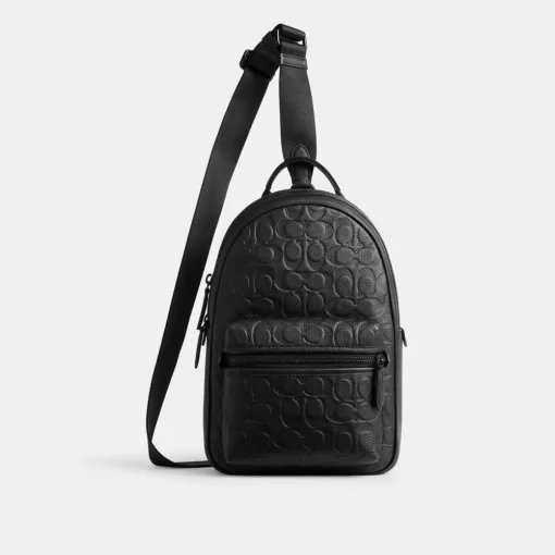 Coach Charter Pack In Signature Leather Crossbody Bag Men Black