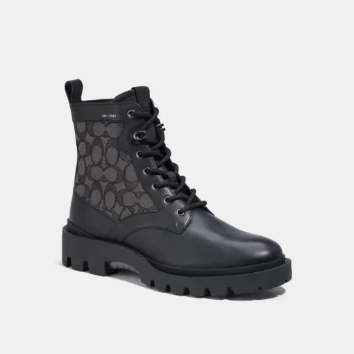 Coach Citysole Lace Up Boot In Signature Jacquard Boots Men Black