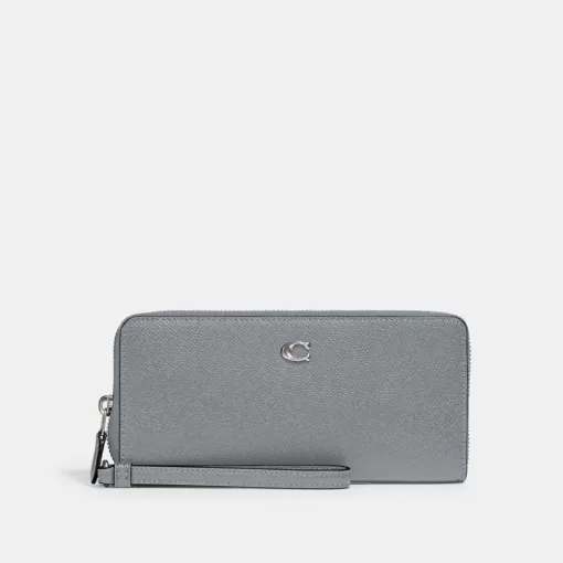 Coach Continental Wallet Large Wallet Women Silver Gray Blue