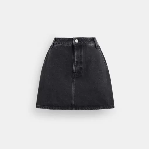 Coach Denim Skirt In Organic Cotton Bottoms Women Black