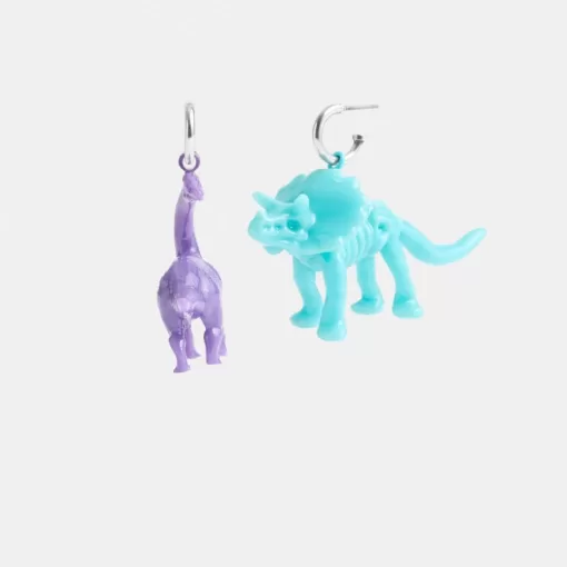 Coach Dinosaur Mismatch Earrings Jewelry Women Silver Multicolor