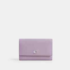 Coach Essential Medium Flap Wallet In Colorblock Large Wallet Women Silver Purple Multicolored