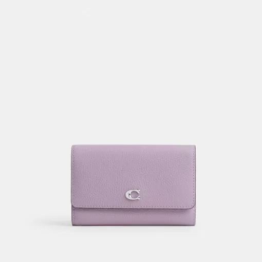 Coach Essential Medium Flap Wallet In Colorblock Large Wallet Women Silver Purple Multicolored