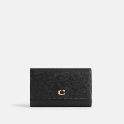 Coach Essential Medium Flap Wallet Large Wallet Women Black