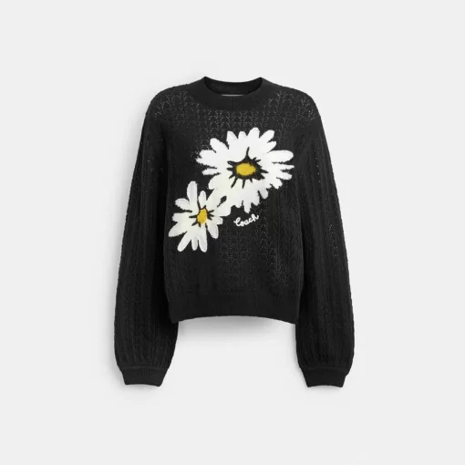 Coach Floral Crewneck Sweater Tops Women Black