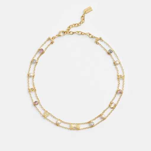 Coach Garden Charms Choker Necklace Jewelry Women Gold Multicolored