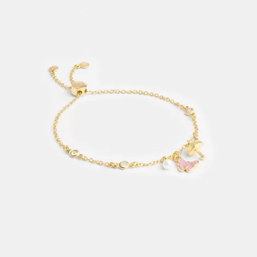 Coach Garden Charms Slider Bracelet Jewelry Women Gold Multicolor