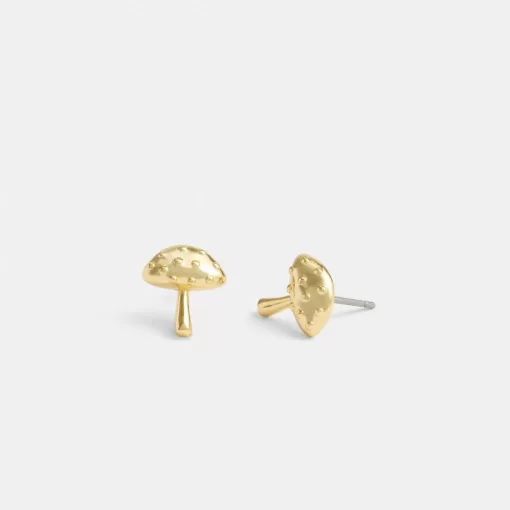 Coach Garden Mushroom Stud Earrings Jewelry Women Gold