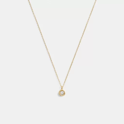 Coach Halo Round Pendant Necklace Jewelry Women Gold