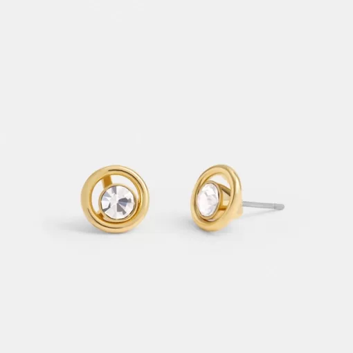 Coach Halo Round Stud Earrings Jewelry Women Gold