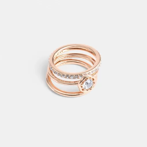 Coach Halo Tea Rose Ring Set Jewelry Women Pink Gold