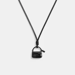 Coach Handbag Leather Necklace Jewelry Women Black