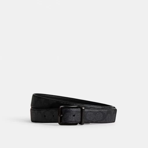 Coach Harness Buckle Cut To Size Reversible Belt, 38 Mm Belt Men Gray Black