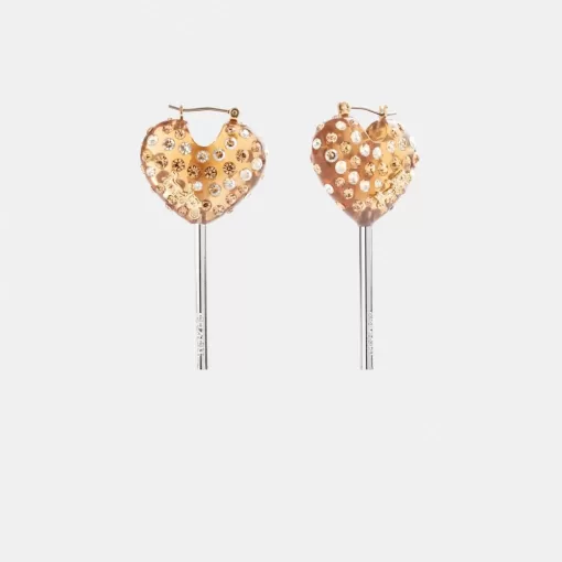 Coach Heart Lollipop Earrings Jewelry Women Silver Gold