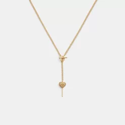 Coach Heart Lollipop Lariat Necklace Jewelry Women Gold