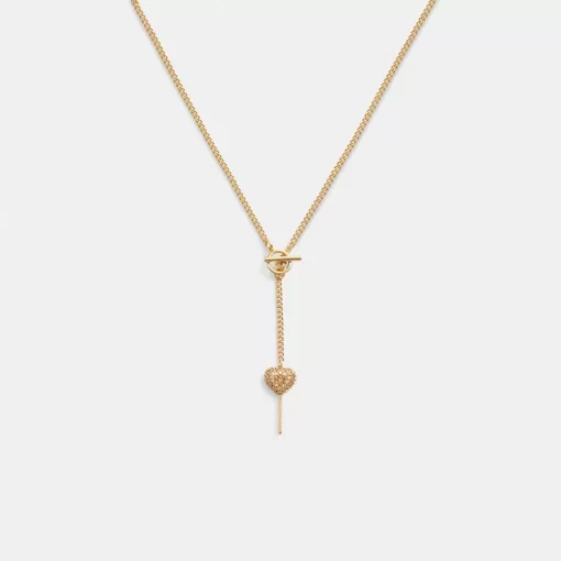 Coach Heart Lollipop Lariat Necklace Jewelry Women Gold