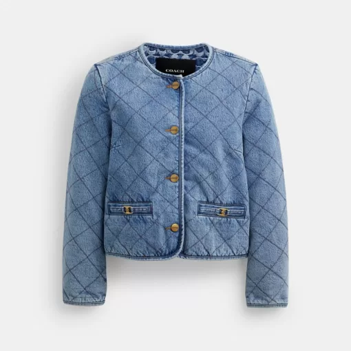 Coach Heritage C Quilted Denim Jacket In Organic Cotton Jackets Women Blue