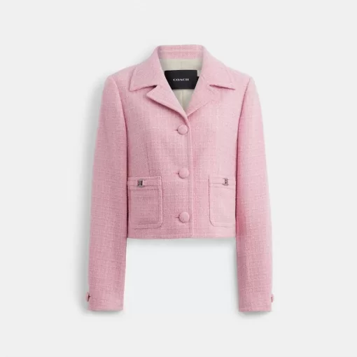 Coach Heritage C Tweed Jacket Jackets Women Pink