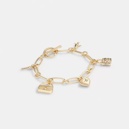 Coach Iconic Charm Chain Bracelet Jewelry Women Gold