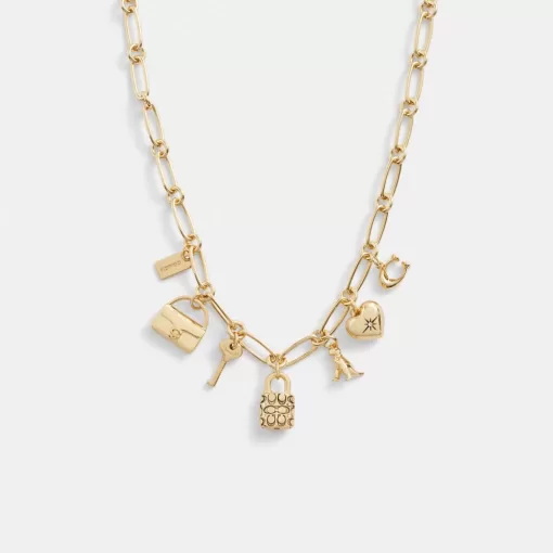 Coach Iconic Charm Chain Necklace Jewelry Women Gold