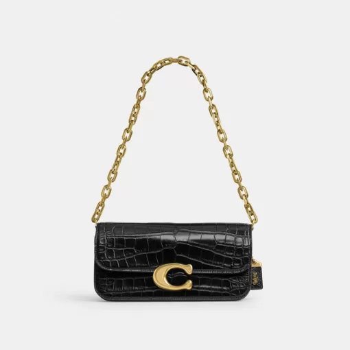 Coach Idol Bag 23 In Alligator Shoulder Bag Women Black