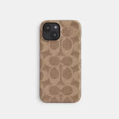 Coach Iphone 15 Plus Case In Signature Canvas Travel Bag Women’s Beige