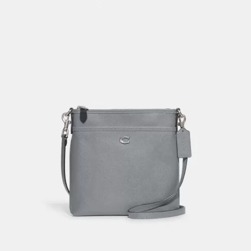 Coach Kitt Messenger Crossbody Bag Shoulder Bag Women Silver Gray Blue