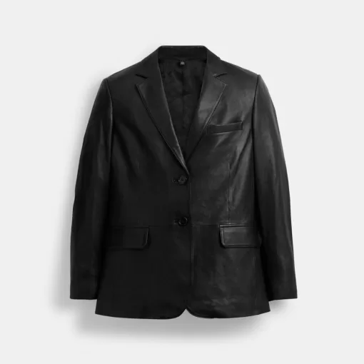 Coach Leather Blazer Jackets Women Black