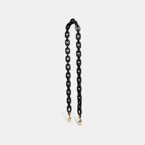 Coach Leather Covered Chain Strap Jewelry Women Black