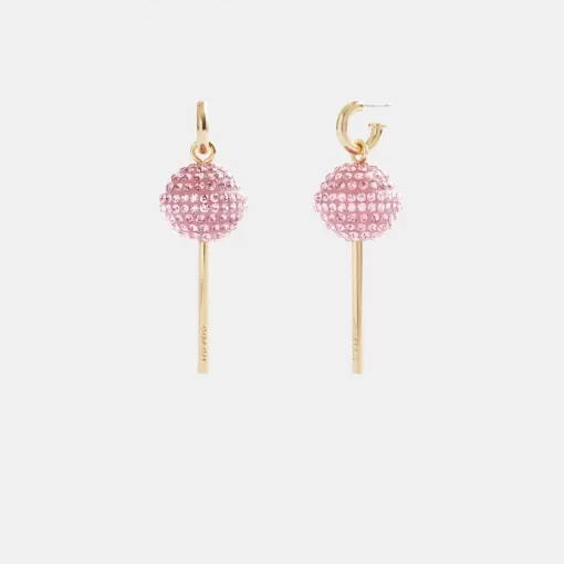 Coach Lollipop Earrings Jewelry Women Gold Pink