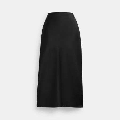 Coach Long Satin Midi Skirt Bottoms Women Black