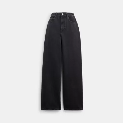 Coach Loose Fit Jeans In Organic Cotton Bottoms Women Black