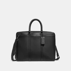 Coach Metropolitan Slim Brief Briefcase Women Black Copper Black